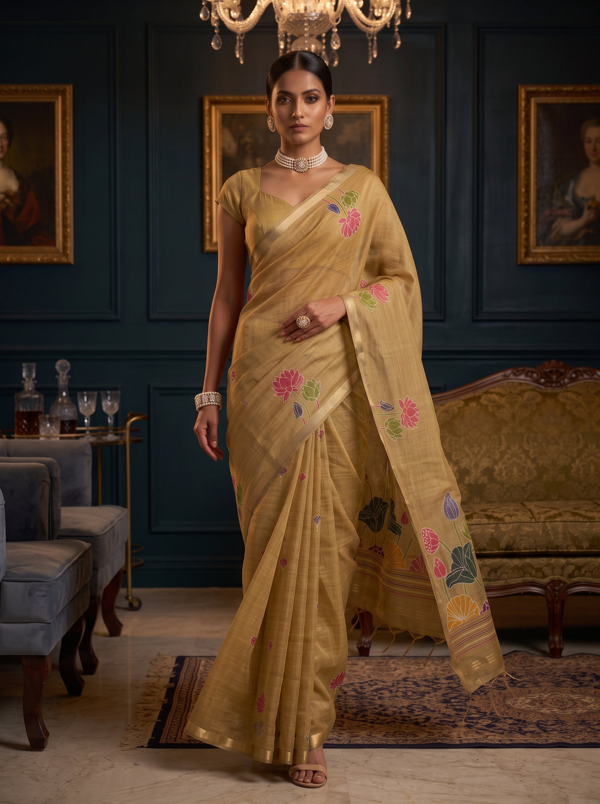 MIMOSA Chiku Saree Saree — pose 6 styling detail