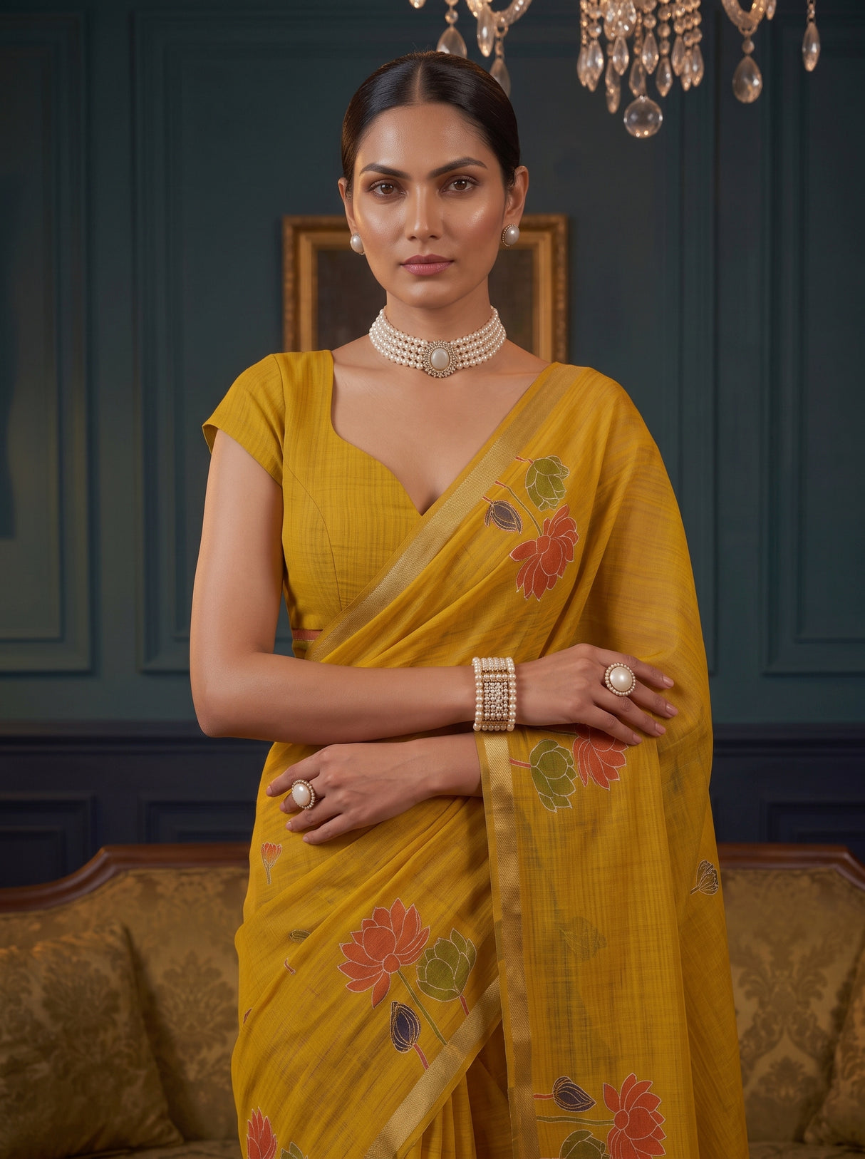 MIMOSA Gold Saree Saree — pose 10 styling detail