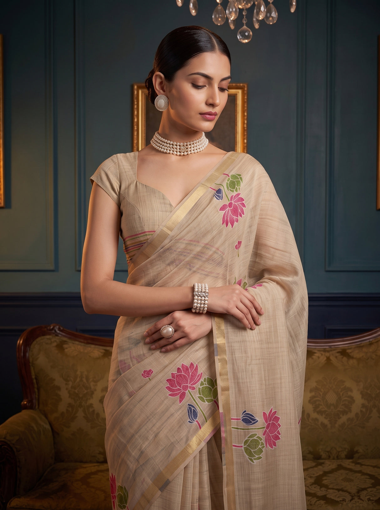 MIMOSA Half White Saree Saree — pose 10 styling detail