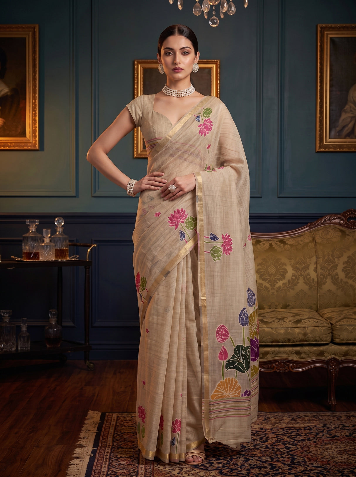 MIMOSA Half White Saree Saree — pose 4 styling detail