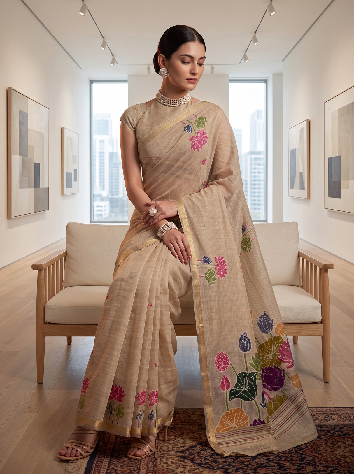 MIMOSA Half White Saree Saree — pose 8 styling detail