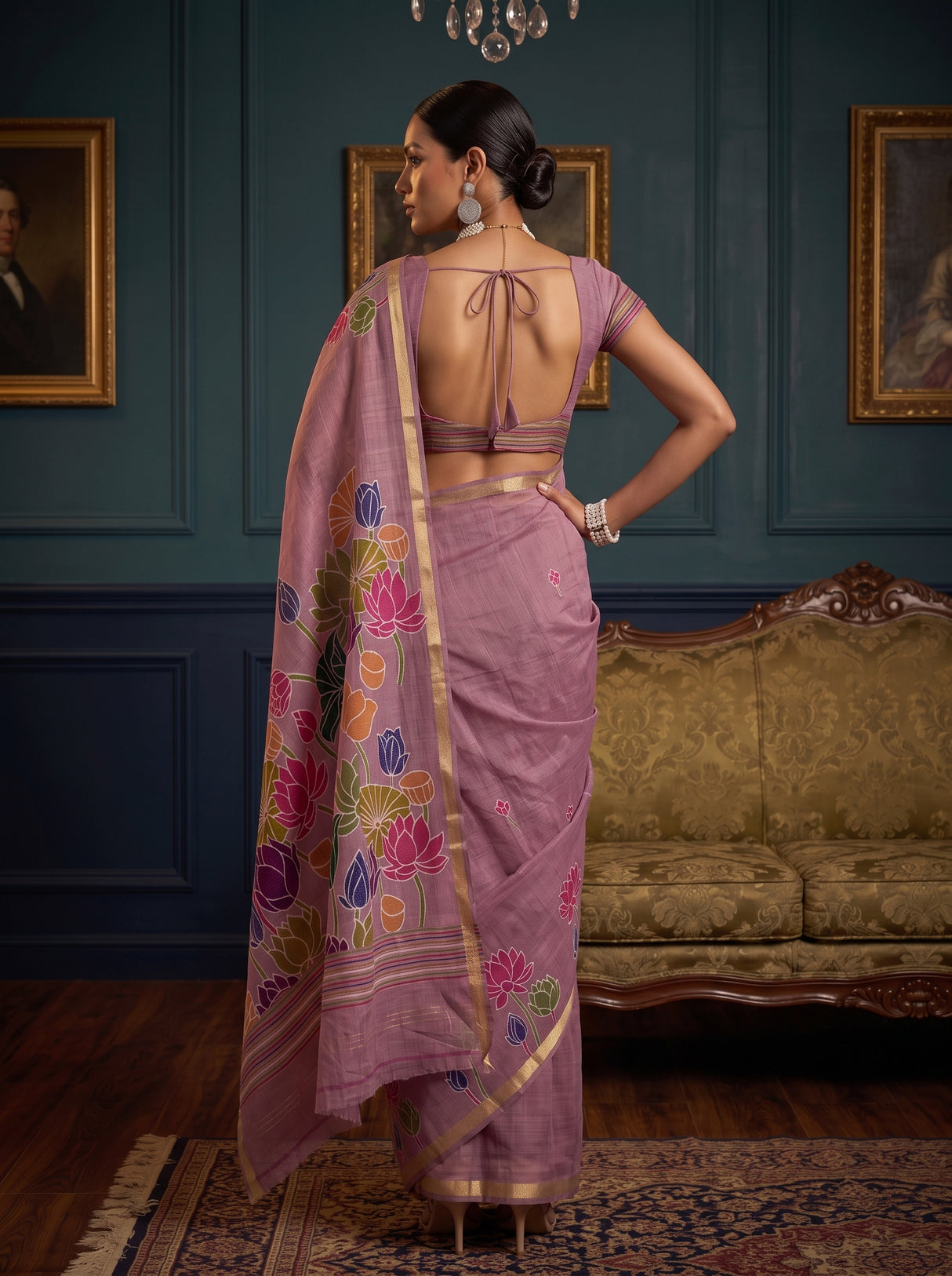 MIMOSA Lavender Saree Saree — pose 2 styling detail