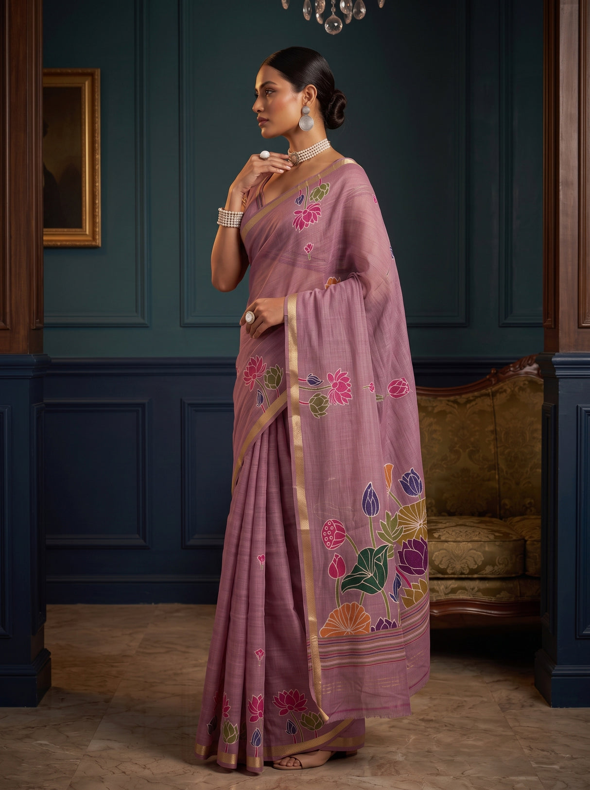 MIMOSA Lavender Saree Saree — pose 3 styling detail