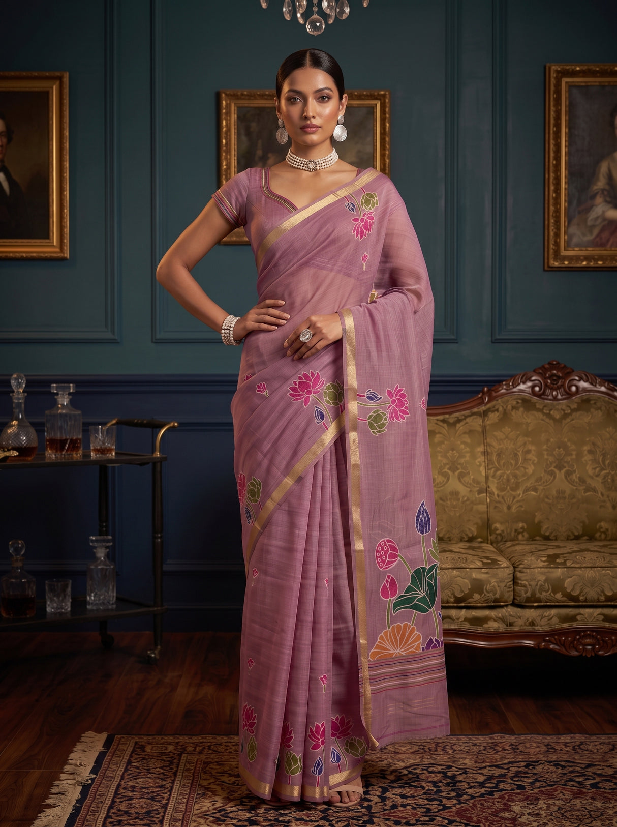 MIMOSA Lavender Saree Saree — pose 4 styling detail