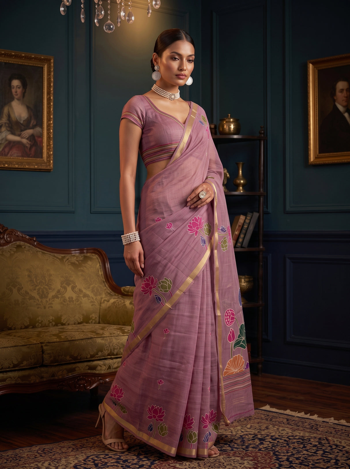 MIMOSA Lavender Saree Saree — pose 5 styling detail