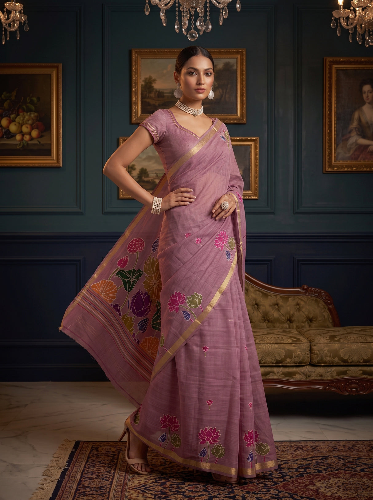 MIMOSA Lavender Saree Saree — pose 9 styling detail