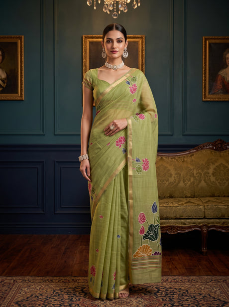 MIMOSA Pista Saree Saree — front view on mannequin