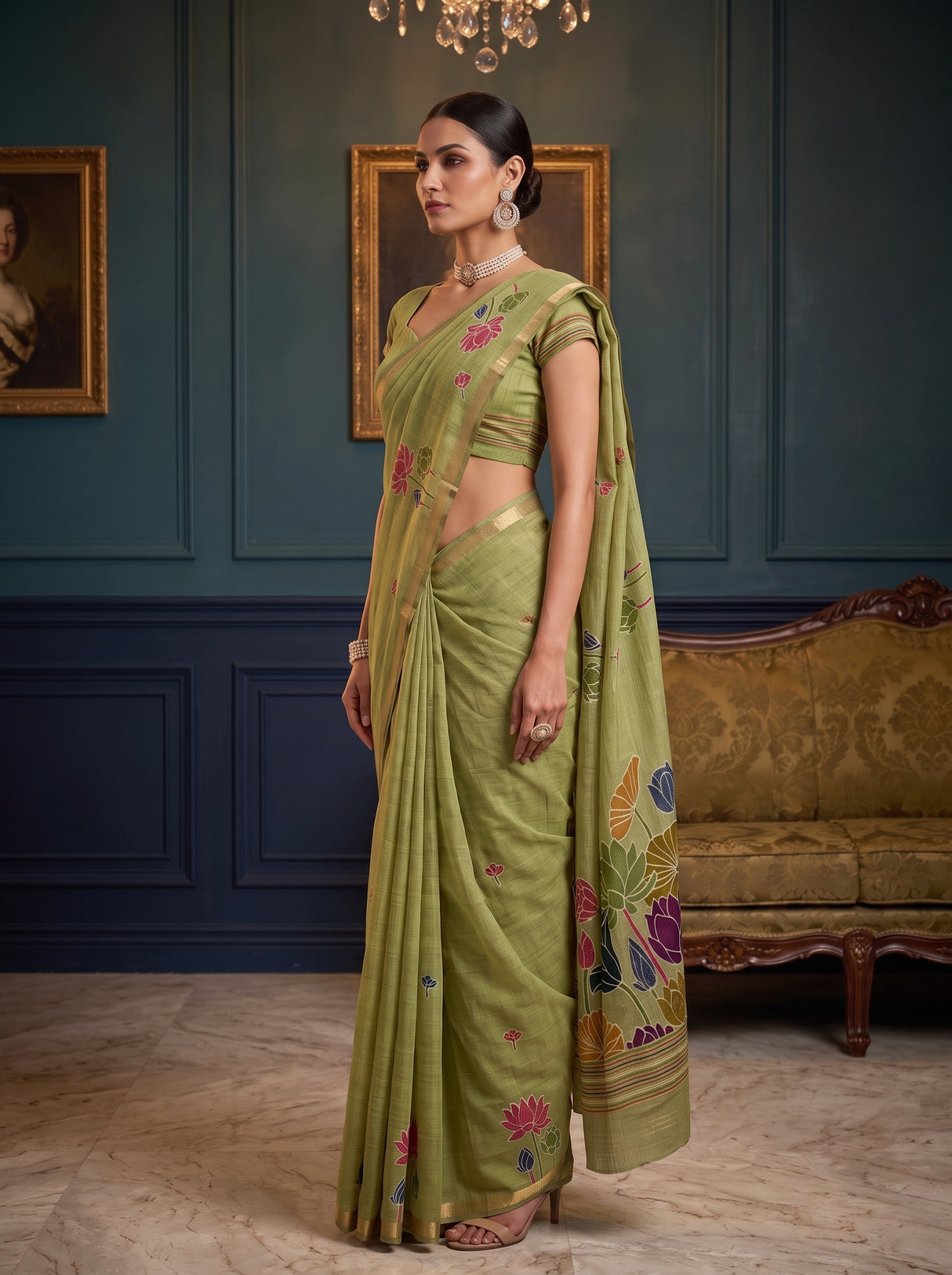 MIMOSA Pista Saree Saree — pose 3 styling detail