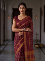 MIMOSA Maroon Saree Saree — pose 10 styling detail