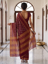 MIMOSA Maroon Saree Saree — pose 2 styling detail