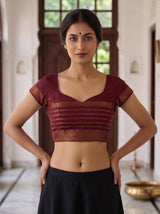 MIMOSA Maroon Saree Saree — blouse close-up