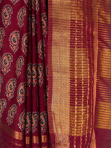 MIMOSA Maroon Saree Saree — fleets shot full lifestyle