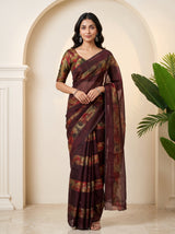 MIMOSA Chocolate Saree Saree — front view on mannequin
