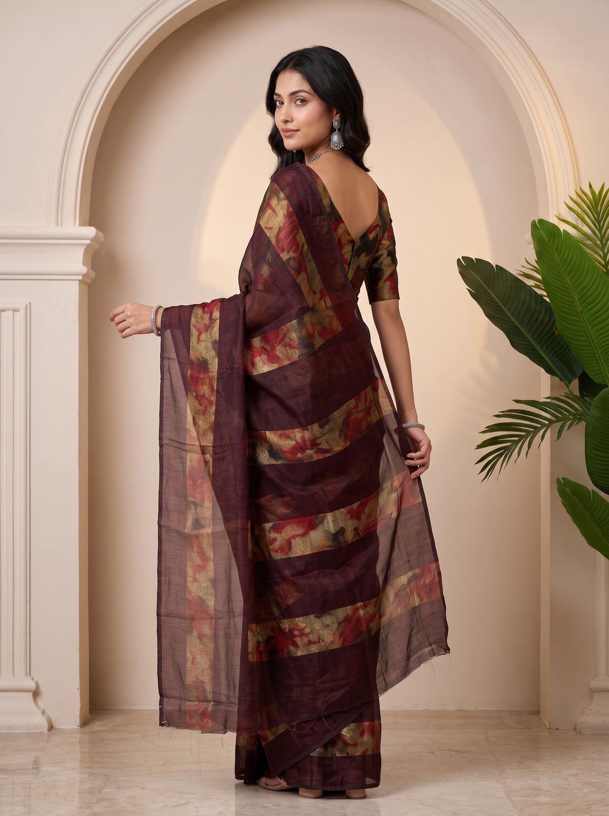 MIMOSA Chocolate Saree Saree — pose 7 styling detail