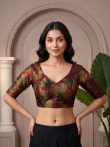 MIMOSA Chocolate Saree Saree — blouse close-up