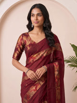 MIMOSA Maroon Saree Saree — pose 10 styling detail