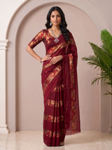 MIMOSA Maroon Saree Saree — pose 4 styling detail