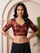 MIMOSA Maroon Saree Saree — blouse close-up