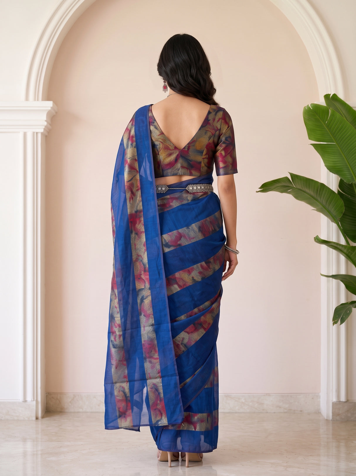 MIMOSA Navy Saree Saree — pose 2 styling detail