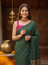 MIMOSA Bottle Green Saree Saree — pose 10 styling detail
