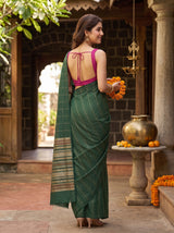 MIMOSA Bottle Green Saree Saree — pose 2 styling detail