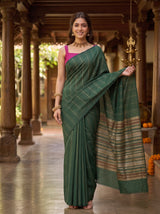 MIMOSA Bottle Green Saree Saree — pose 5 styling detail