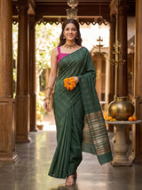 MIMOSA Bottle Green Saree Saree — pose 6 styling detail
