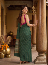 MIMOSA Bottle Green Saree Saree — pose 7 styling detail