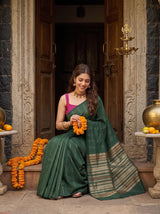 MIMOSA Bottle Green Saree Saree — pose 8 styling detail