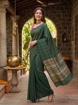 MIMOSA Bottle Green Saree Saree — pose 9 styling detail