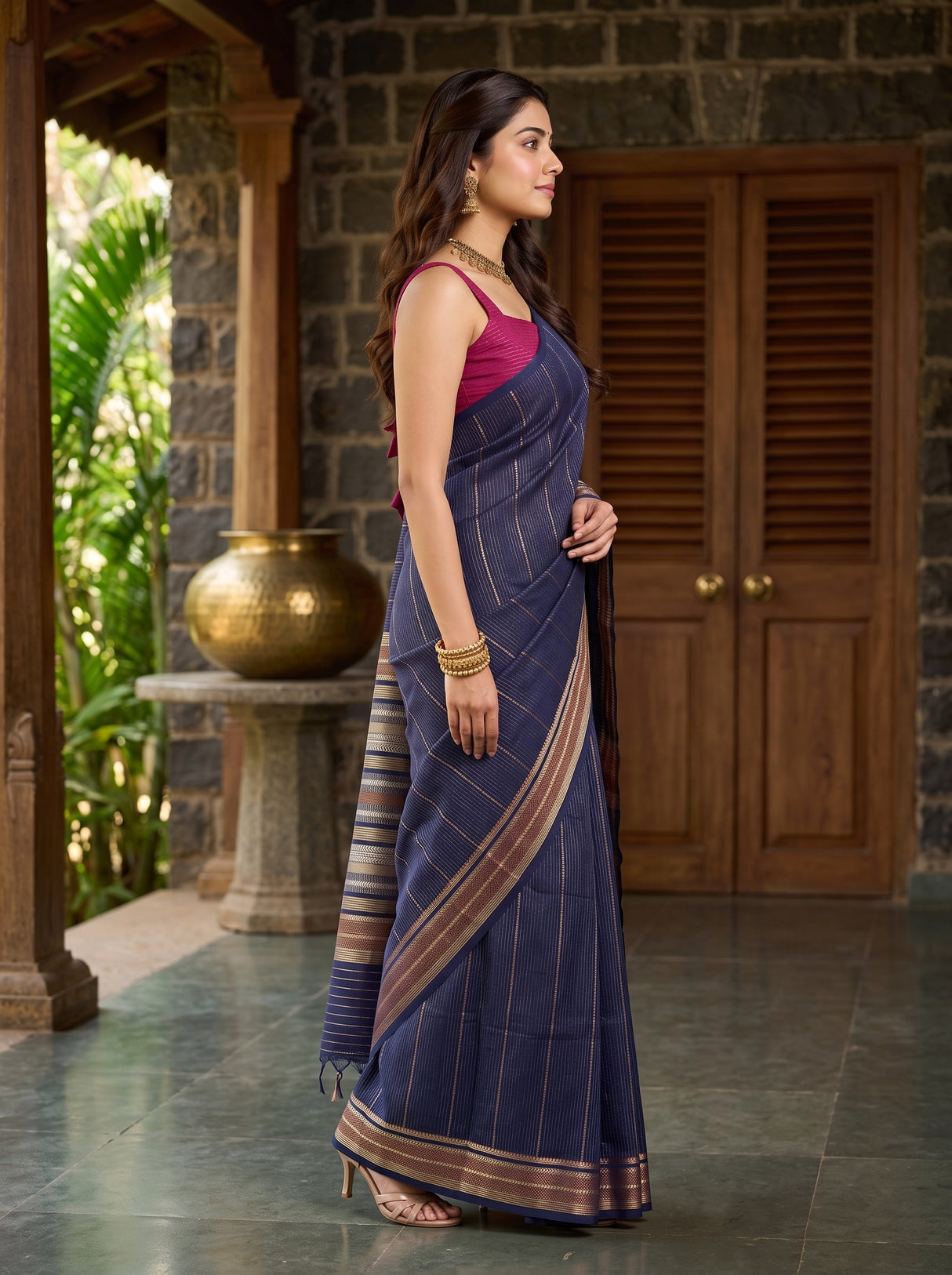 MIMOSA Navy Saree Saree — pose 3 styling detail