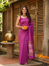 MIMOSA Pink Saree Saree — front view on mannequin