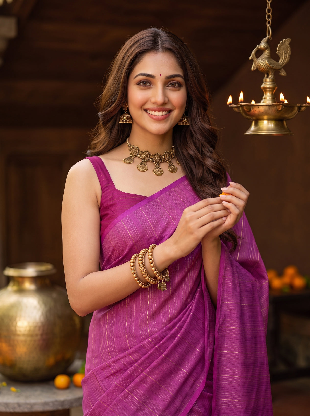 MIMOSA Pink Saree Saree — pose 10 styling detail