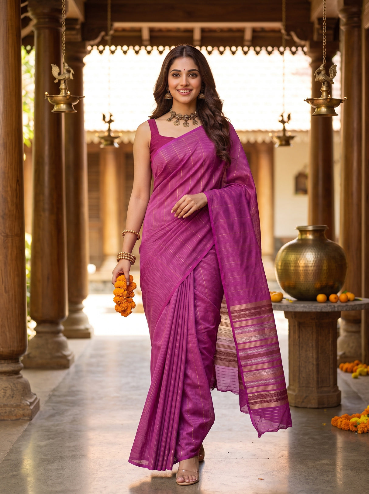 MIMOSA Pink Saree Saree — pose 6 styling detail