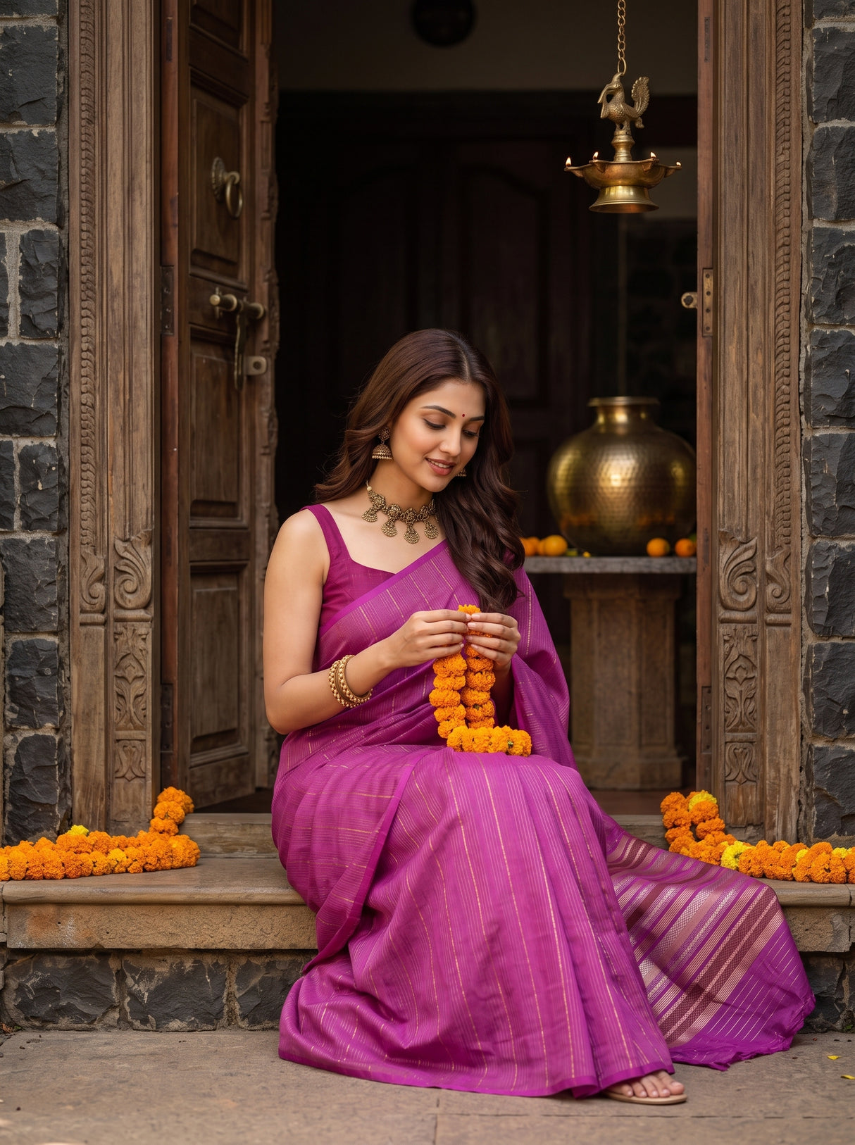 MIMOSA Pink Saree Saree — pose 8 styling detail
