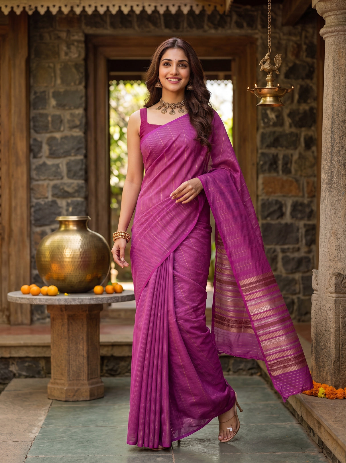 MIMOSA Pink Saree Saree — pose 9 styling detail