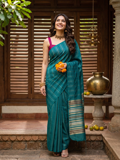 MIMOSA Sapphire Saree Saree — front view on mannequin