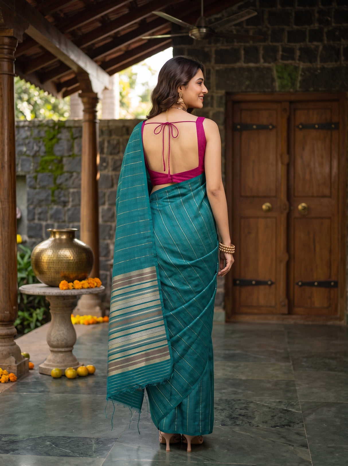 MIMOSA Sapphire Saree Saree — pose 2 styling detail