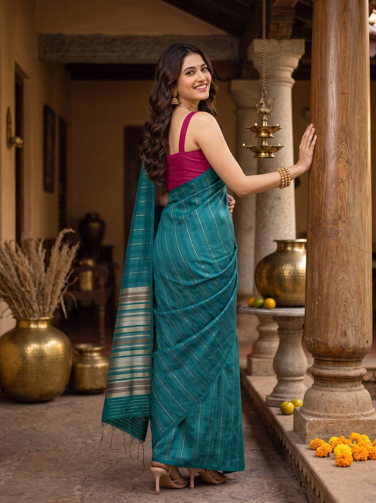 MIMOSA Sapphire Saree Saree — pose 7 styling detail