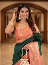 MIMOSA Bottle Green Saree Saree — pose 10 styling detail