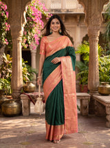 MIMOSA Bottle Green Saree Saree — pose 6 styling detail