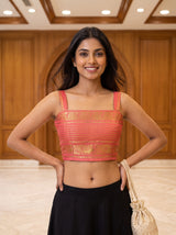 MIMOSA Bottle Green Saree Saree — blouse close-up