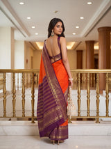 MIMOSA Orange Saree Saree — pose 2 styling detail