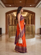 MIMOSA Orange Saree Saree — pose 3 styling detail