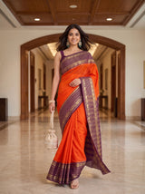 MIMOSA Orange Saree Saree — pose 6 styling detail