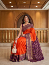 MIMOSA Orange Saree Saree — pose 8 styling detail