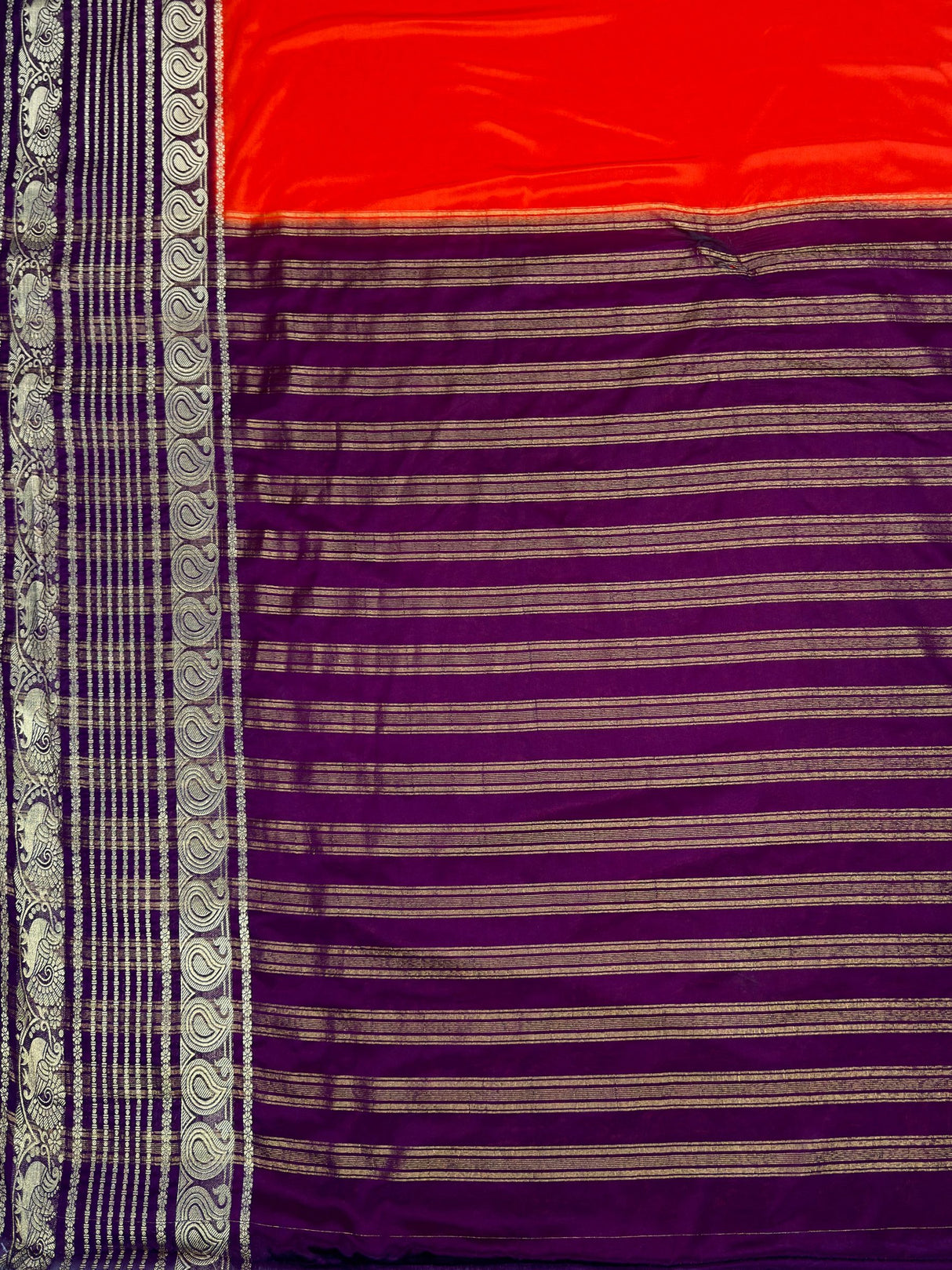 MIMOSA Orange Saree Saree — pallu and zari work detail