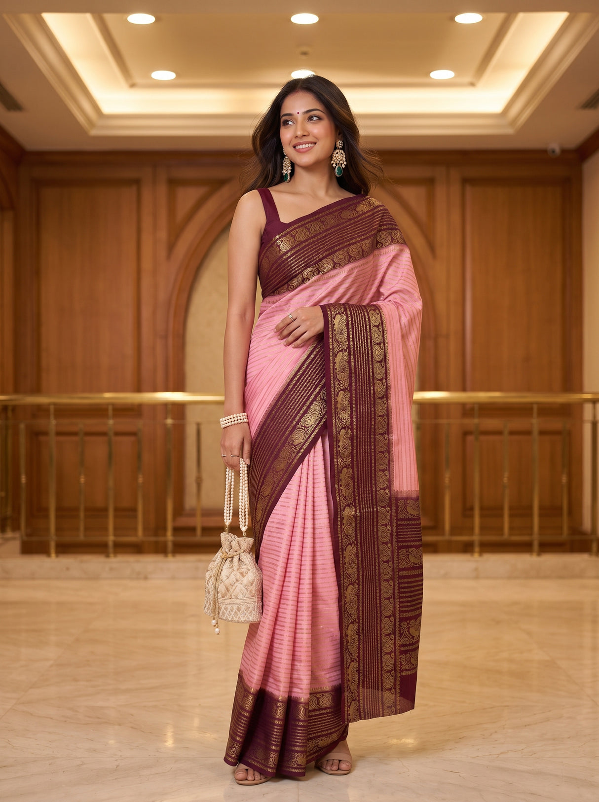 MIMOSA Pink Saree Saree — pose 5 styling detail
