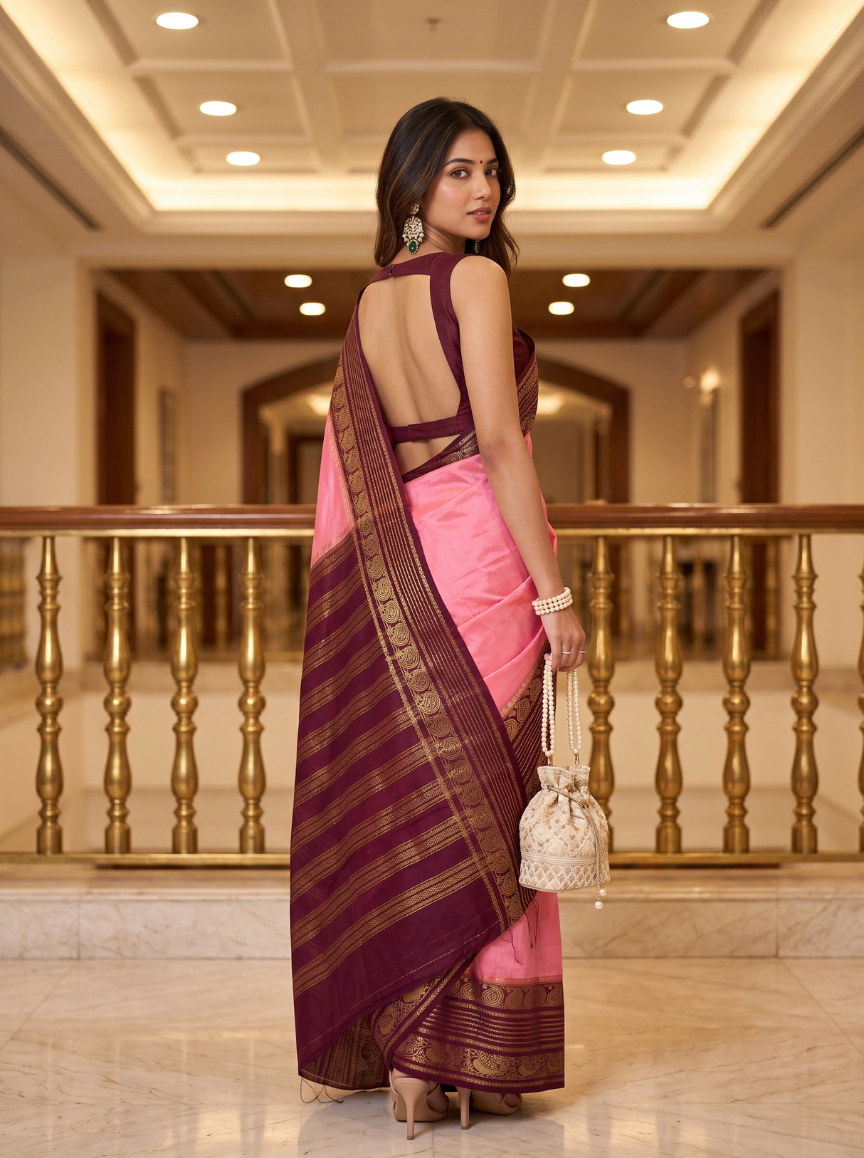 MIMOSA Pink Saree Saree — pose 7 styling detail