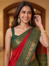 MIMOSA Red Saree Saree — pose 10 styling detail